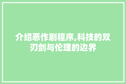 介绍恶作剧程序,科技的双刃剑与伦理的边界