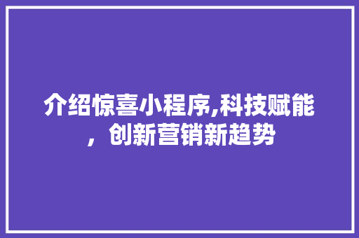 介绍惊喜小程序,科技赋能，创新营销新趋势