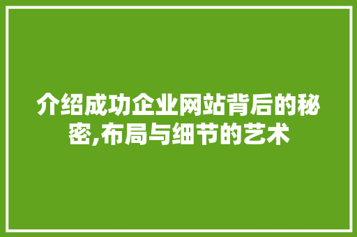 介绍成功企业网站背后的秘密,布局与细节的艺术