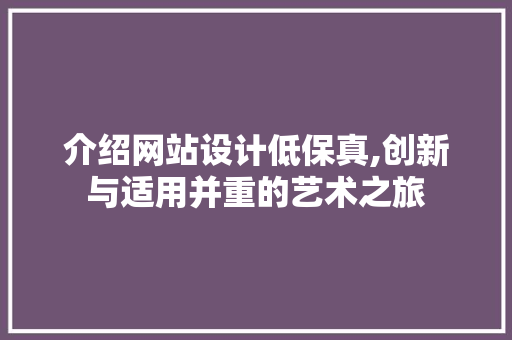 介绍网站设计低保真,创新与适用并重的艺术之旅