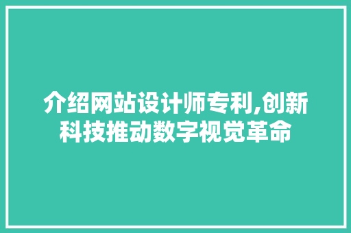 介绍网站设计师专利,创新科技推动数字视觉革命