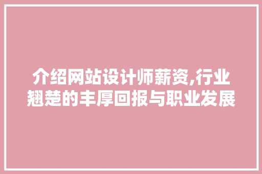 介绍网站设计师薪资,行业翘楚的丰厚回报与职业发展路径