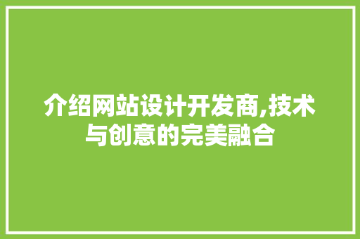 介绍网站设计开发商,技术与创意的完美融合