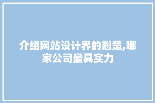 介绍网站设计界的翘楚,哪家公司最具实力 介绍网站设计界的翘楚,哪家公司最具实力 SEO关键词