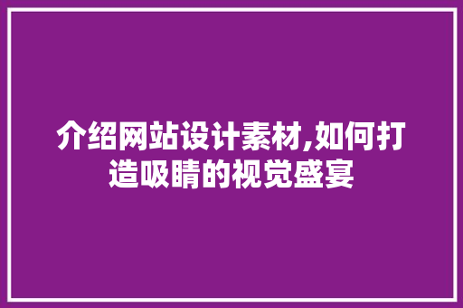 介绍网站设计素材,如何打造吸睛的视觉盛宴 介绍网站设计素材,如何打造吸睛的视觉盛宴 神马SEO
