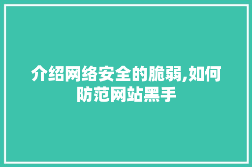 介绍网络安全的脆弱,如何防范网站黑手 介绍网络安全的脆弱,如何防范网站黑手 网站建设公司