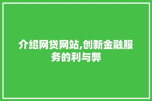 介绍网贷网站,创新金融服务的利与弊