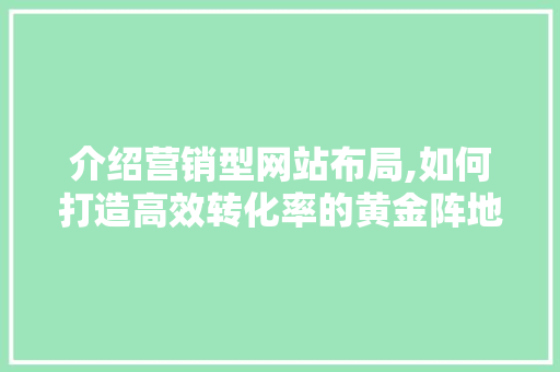 介绍营销型网站布局,如何打造高效转化率的黄金阵地
