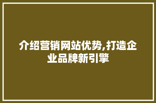 介绍营销网站优势,打造企业品牌新引擎