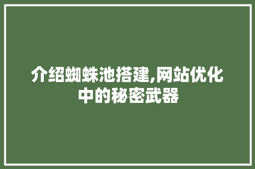 介绍蜘蛛池搭建,网站优化中的秘密武器 介绍蜘蛛池搭建,网站优化中的秘密武器 搜狗SEO