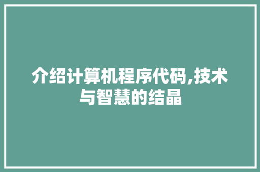 介绍计算机程序代码,技术与智慧的结晶 SEO关键词 介绍计算机程序代码,技术与智慧的结晶 介绍计算机程序代码,技术与智慧的结晶 SEO关键词