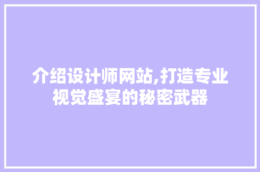 介绍设计师网站,打造专业视觉盛宴的秘密武器