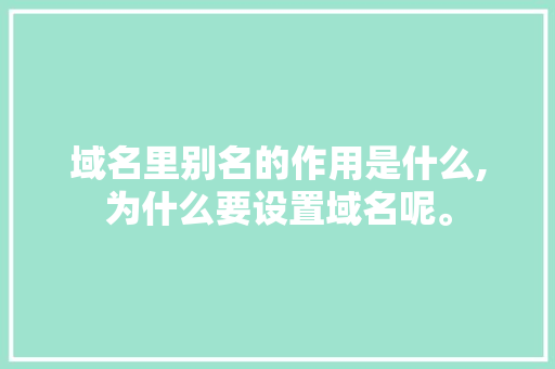 域名里别名的作用是什么,为什么要设置域名呢。