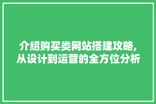 介绍购买类网站搭建攻略,从设计到运营的全方位分析