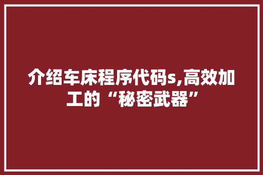 介绍车床程序代码s,高效加工的“秘密武器”