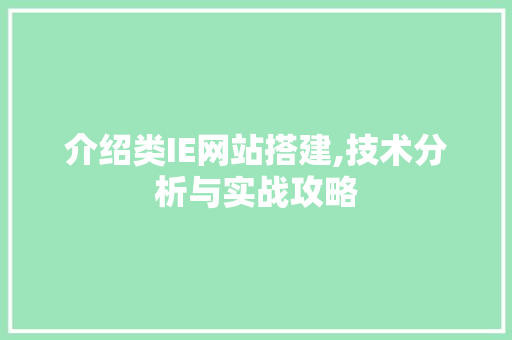 介绍类IE网站搭建,技术分析与实战攻略