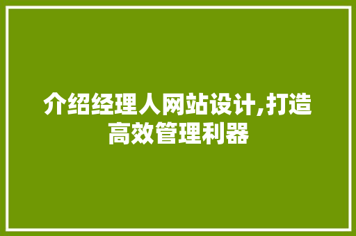 介绍经理人网站设计,打造高效管理利器 介绍经理人网站设计,打造高效管理利器 百度SEO
