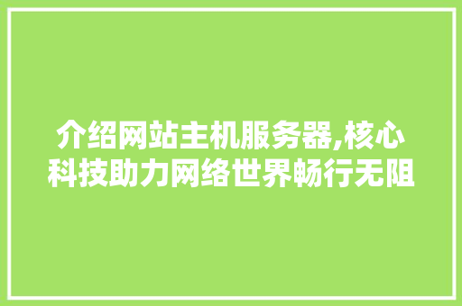 介绍网站主机服务器,核心科技助力网络世界畅行无阻
