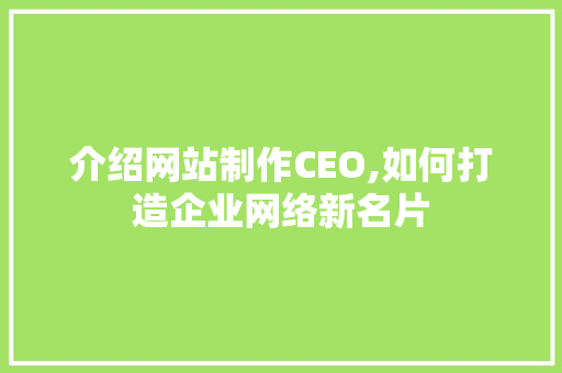 介绍网站制作CEO,如何打造企业网络新名片