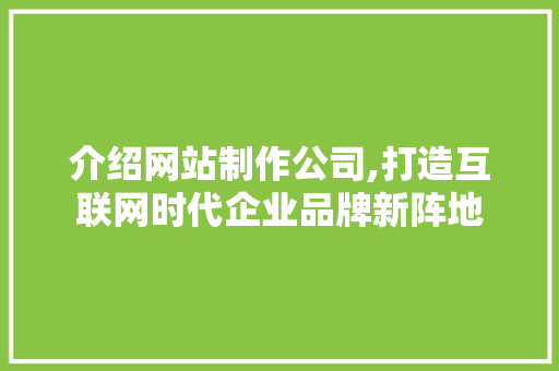 介绍网站制作公司,打造互联网时代企业品牌新阵地