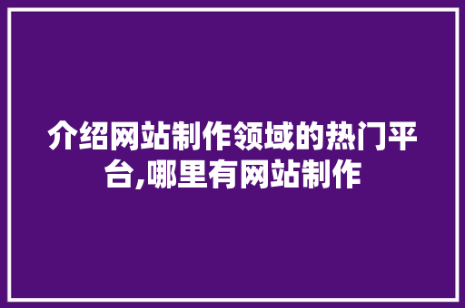 介绍网站制作领域的热门平台,哪里有网站制作