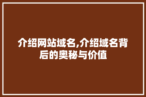 介绍网站域名,介绍域名背后的奥秘与价值 介绍网站域名,介绍域名背后的奥秘与价值 神马SEO