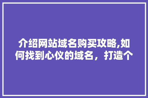 介绍网站域名购买攻略,如何找到心仪的域名，打造个性化品牌 介绍网站域名购买攻略,如何找到心仪的域名，打造个性化品牌 百度SEO