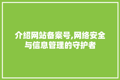 介绍网站备案号,网络安全与信息管理的守护者