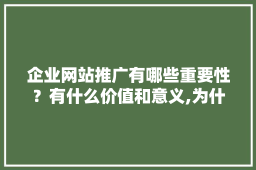 企业网站推广有哪些重要性？有什么价值和意义,为什么要网站推广呢。 企业网站推广有哪些重要性？有什么价值和意义,为什么要网站推广呢。 必应SEO