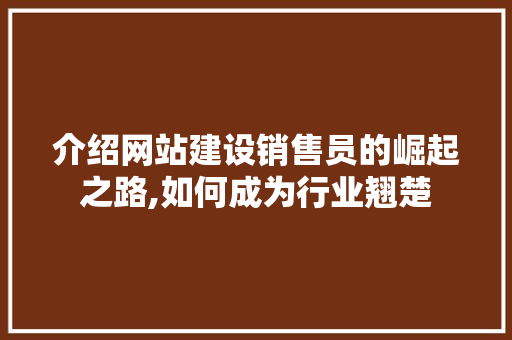 介绍网站建设销售员的崛起之路,如何成为行业翘楚
