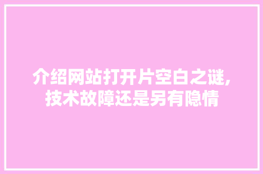 介绍网站打开片空白之谜,技术故障还是另有隐情