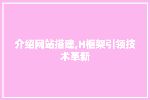 介绍网站搭建,H框架引领技术革新