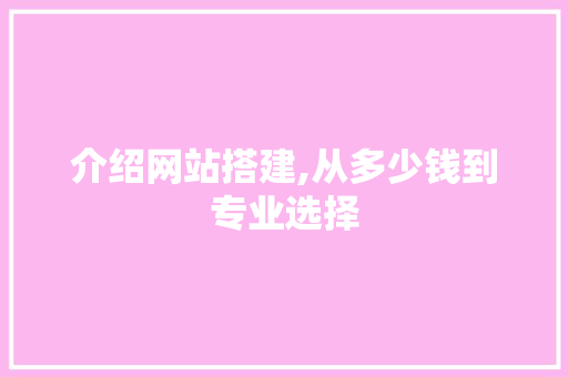 介绍网站搭建,从多少钱到专业选择