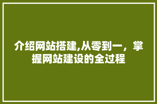 介绍网站搭建,从零到一，掌握网站建设的全过程