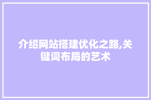 介绍网站搭建优化之路,关键词布局的艺术