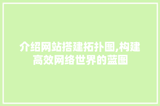 介绍网站搭建拓扑图,构建高效网络世界的蓝图