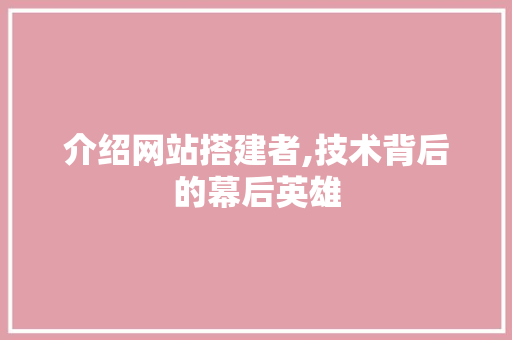 介绍网站搭建者,技术背后的幕后英雄