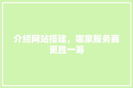 介绍网站搭建，哪家服务商更胜一筹