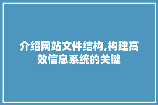 介绍网站文件结构,构建高效信息系统的关键 介绍网站文件结构,构建高效信息系统的关键 必应SEO