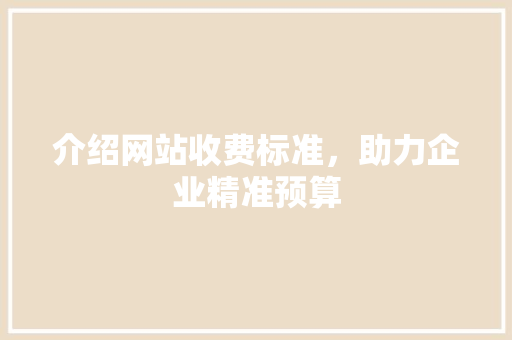 介绍网站收费标准，助力企业精准预算