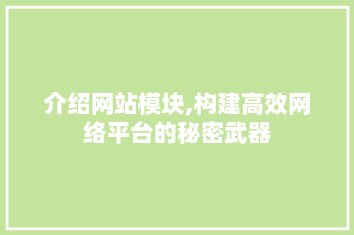 介绍网站模块,构建高效网络平台的秘密武器 介绍网站模块,构建高效网络平台的秘密武器 必应SEO