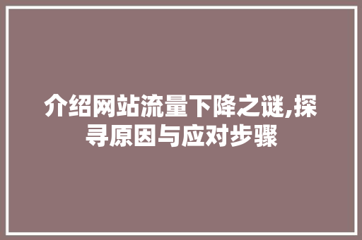 介绍网站流量下降之谜,探寻原因与应对步骤