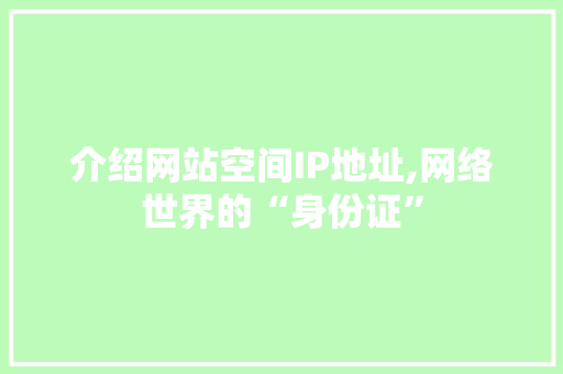 介绍网站空间IP地址,网络世界的“身份证”