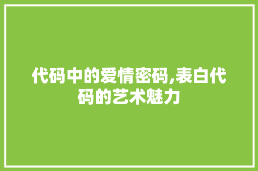 代码中的爱情密码,表白代码的艺术魅力