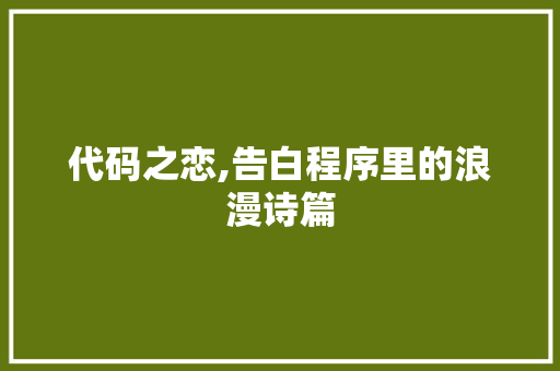 代码之恋,告白程序里的浪漫诗篇