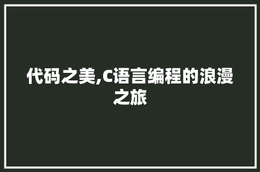 代码之美,C语言编程的浪漫之旅