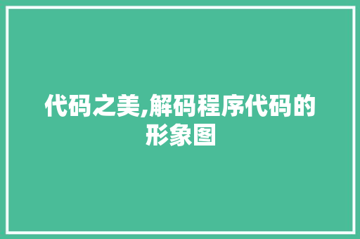 代码之美,解码程序代码的形象图