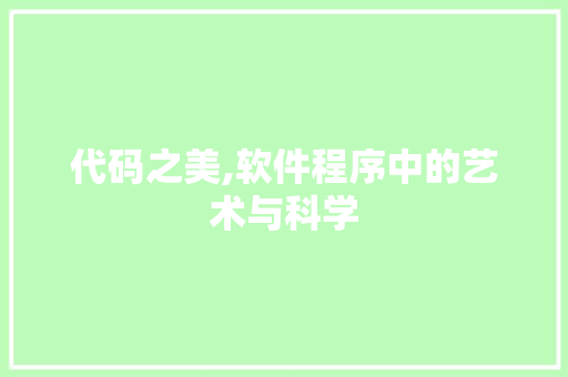 代码之美,软件程序中的艺术与科学