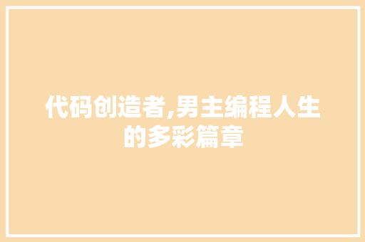 代码创造者,男主编程人生的多彩篇章