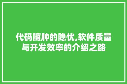 代码臃肿的隐忧,软件质量与开发效率的介绍之路